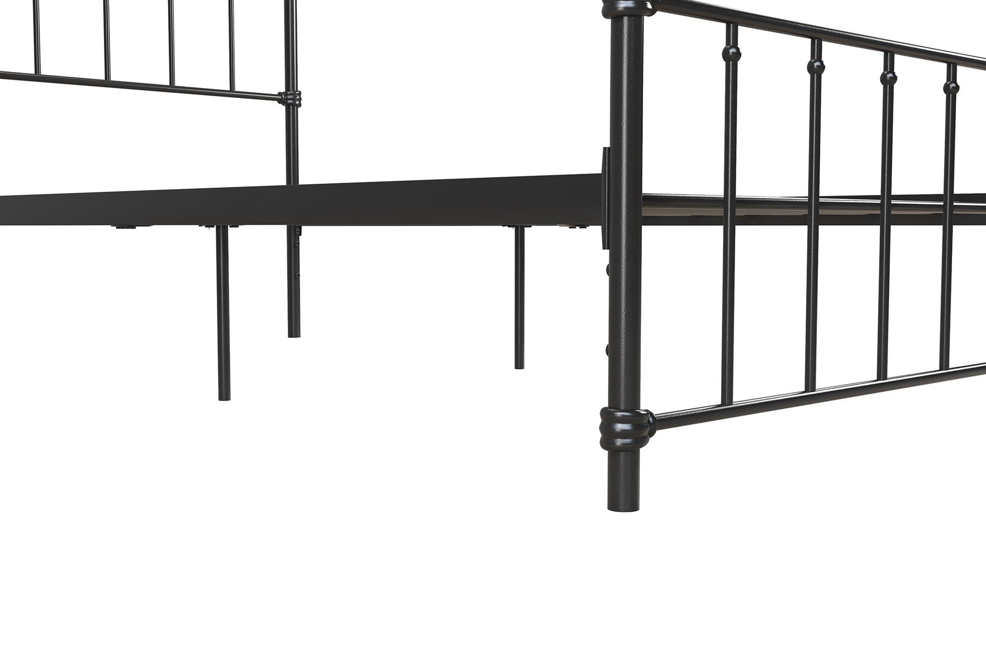 Wallace Spindle Metal Bed with Elegant Curves and Slats - Black - Twin