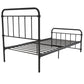Wallace Spindle Metal Bed with Elegant Curves and Slats - Black - Twin