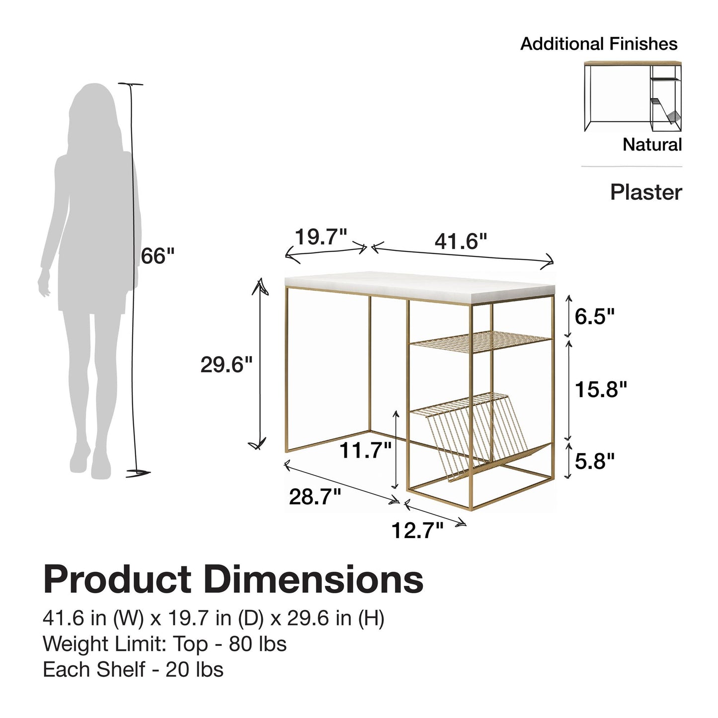 Neely Desk Mixed Media with Flat and Angled Shelves - Natural