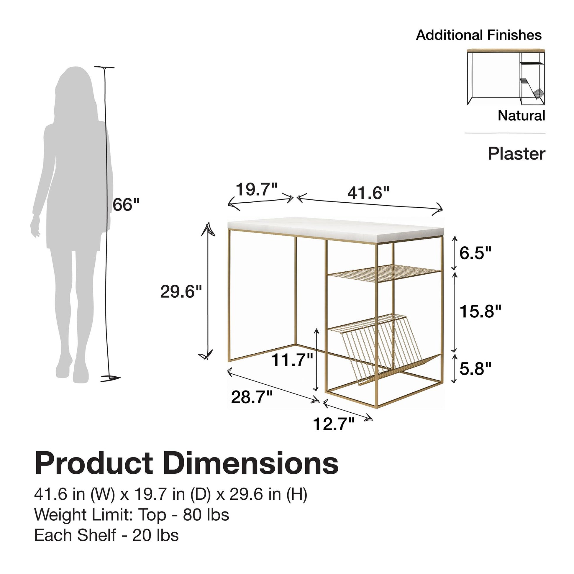 Neely Desk Mixed Media with Flat and Angled Shelves - Natural