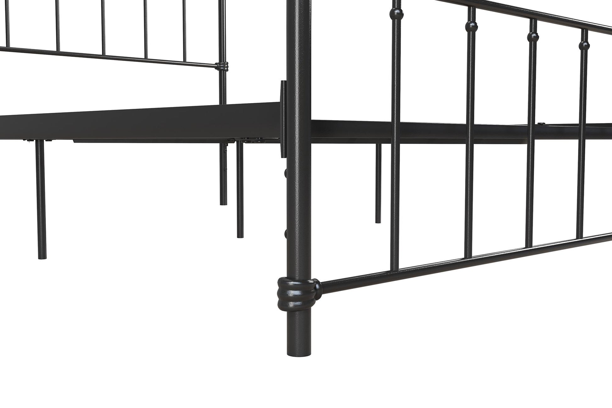 Wallace Spindle Metal Bed with Elegant Curves and Slats - Black - Full