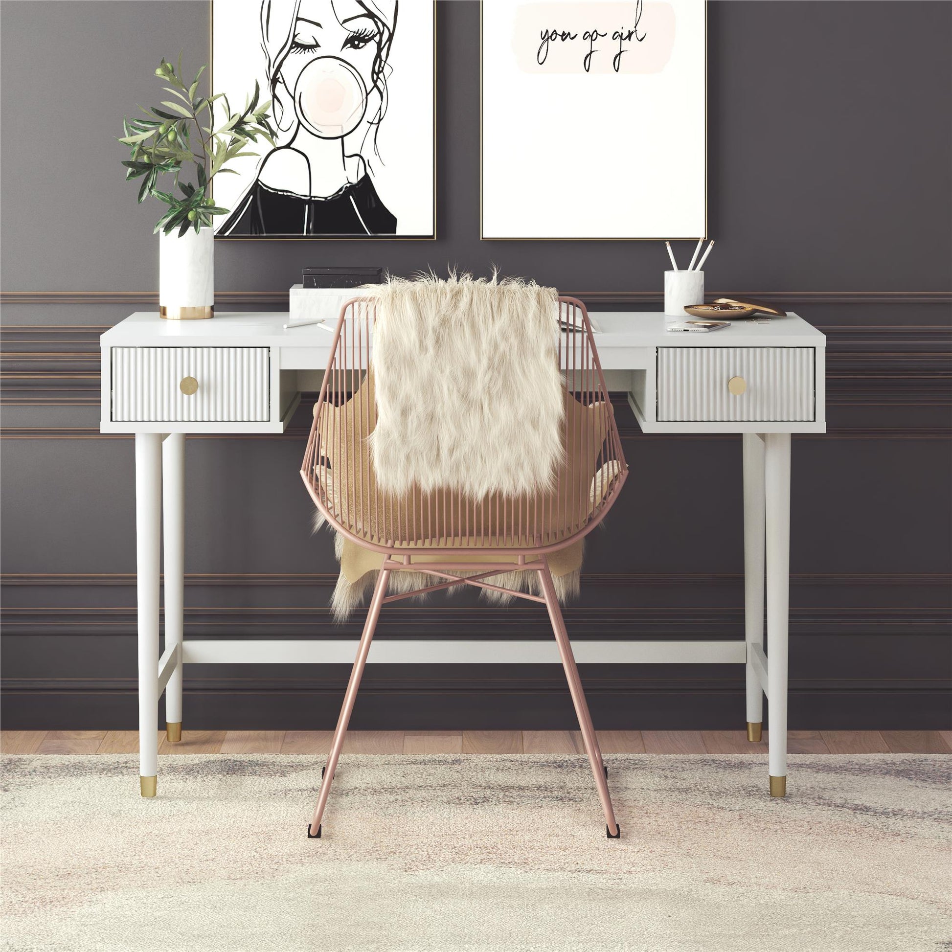 Elizabeth Desk, Dove Gray - Dove Gray