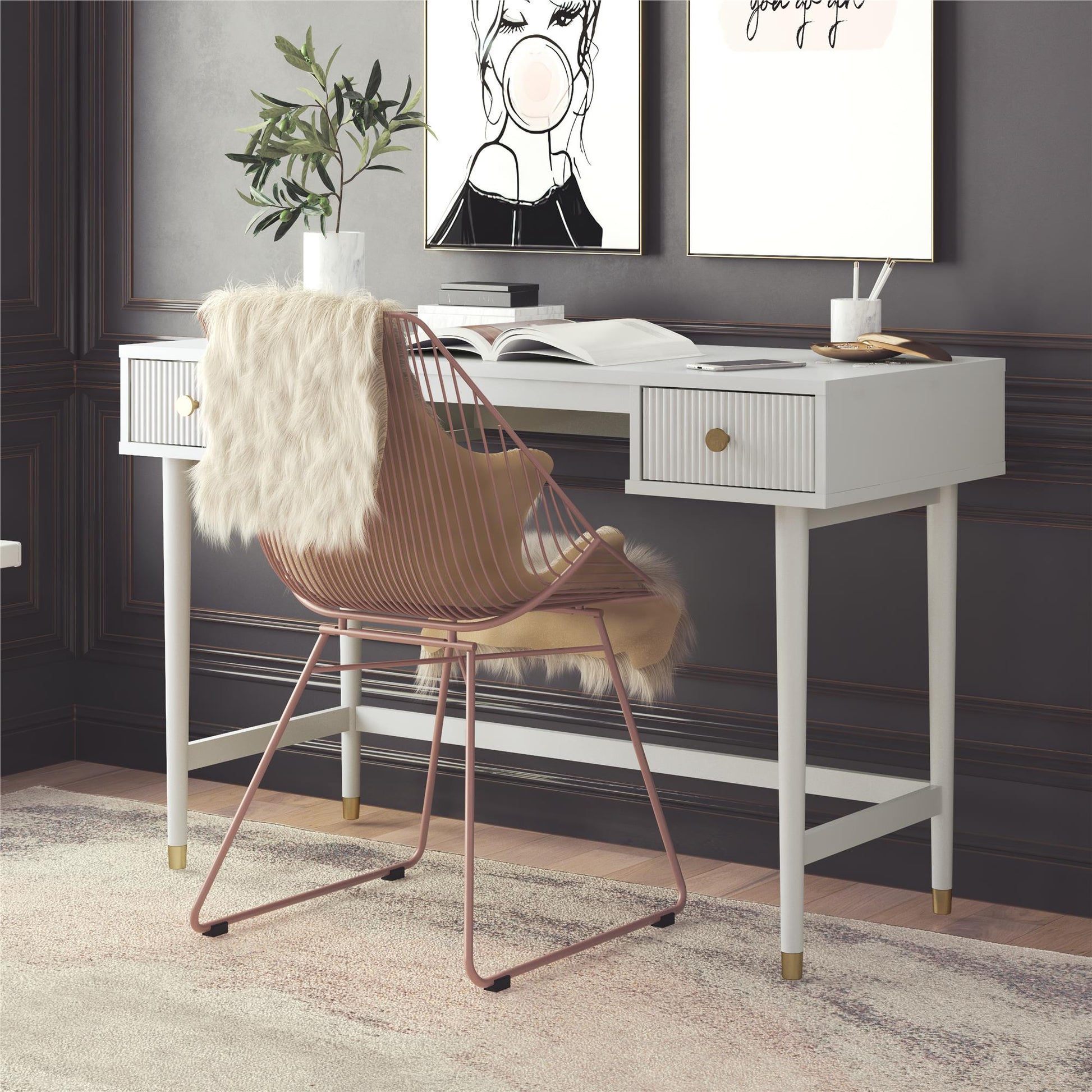 Elizabeth Desk, Dove Gray - Dove Gray