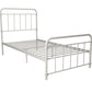 Wallace Spindle Metal Bed with Elegant Curves and Slats - White - Twin