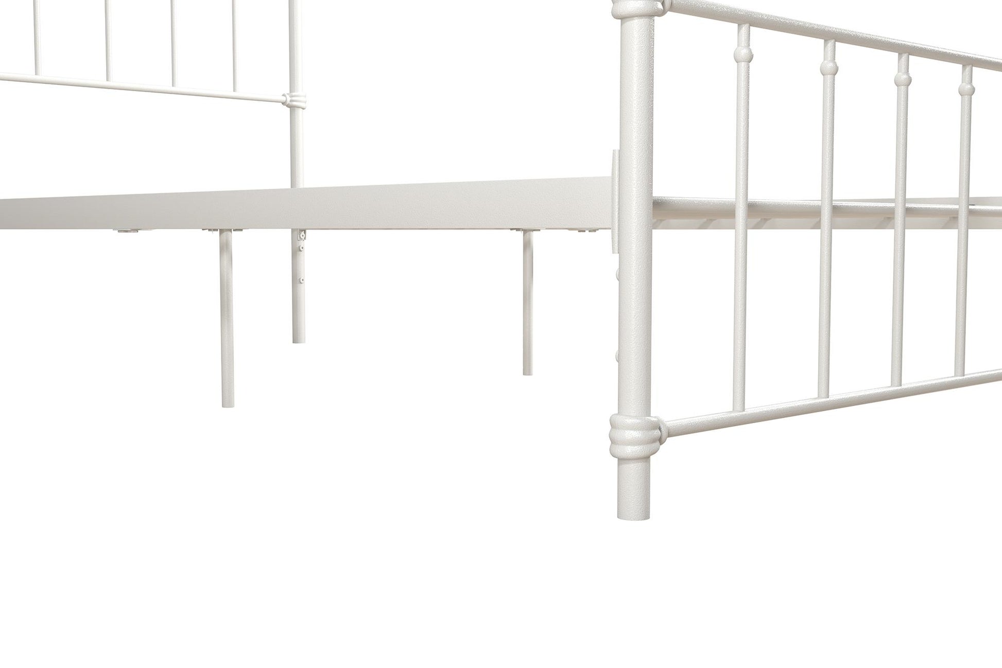 Wallace Spindle Metal Bed with Elegant Curves and Slats - White - Twin