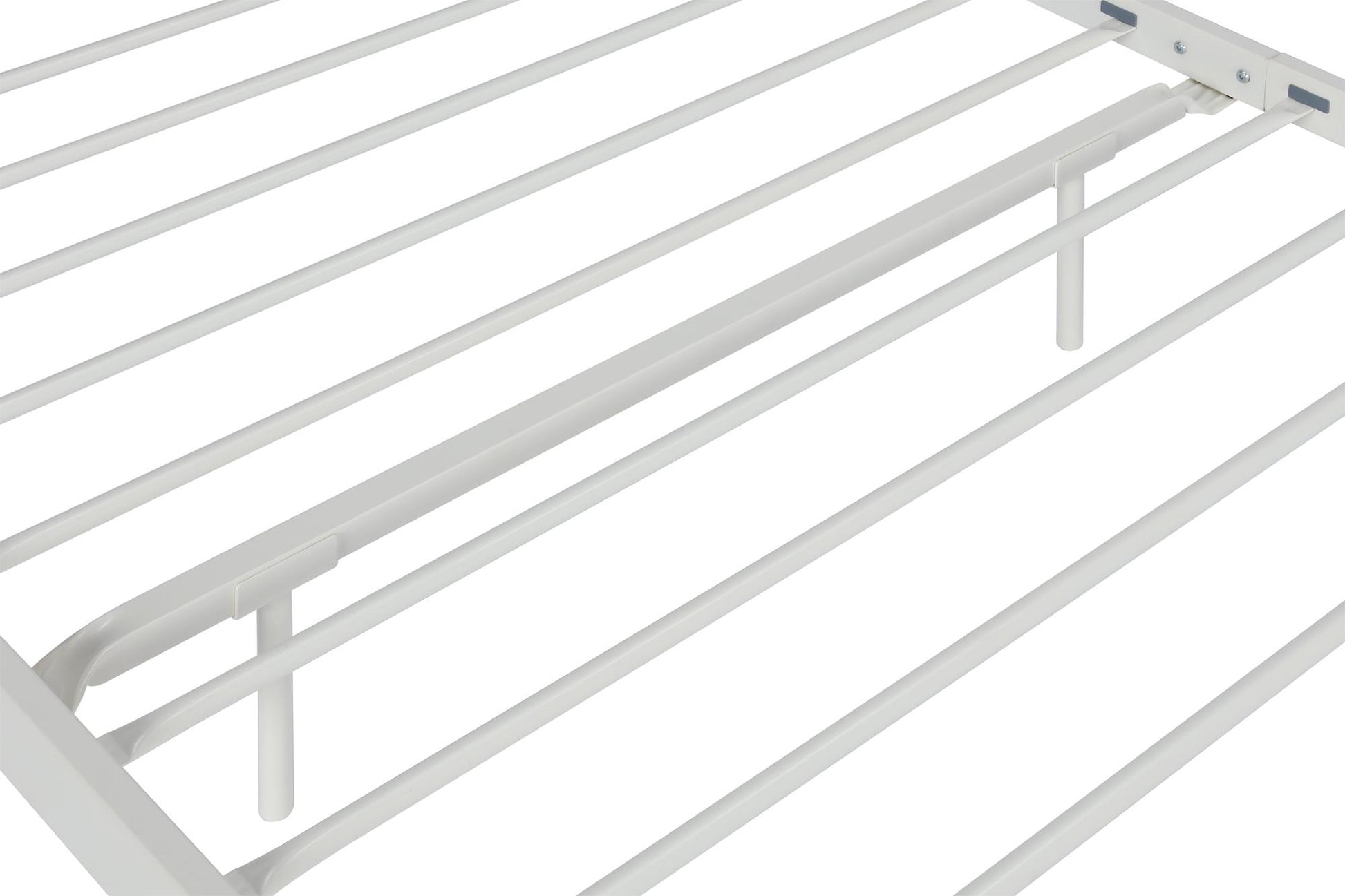 Wallace Spindle Metal Bed with Elegant Curves and Slats - White - Twin