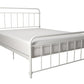 Wallace Spindle Metal Bed with Elegant Curves and Slats - White - Queen