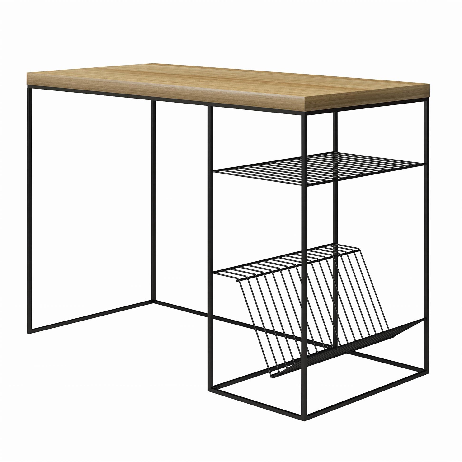 Neely Desk Mixed Media with Flat and Angled Shelves - Natural