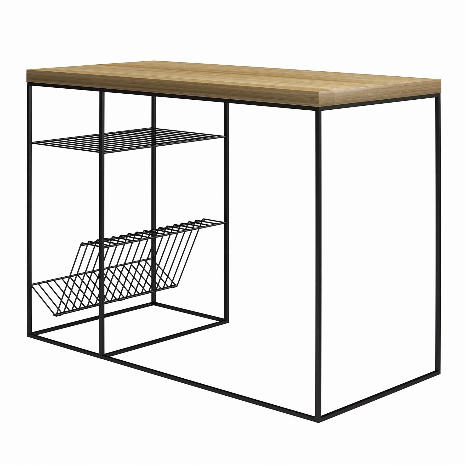Neely Desk Mixed Media with Flat and Angled Shelves - Natural