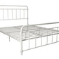 Wallace Spindle Metal Bed with Elegant Curves and Slats - White - Queen