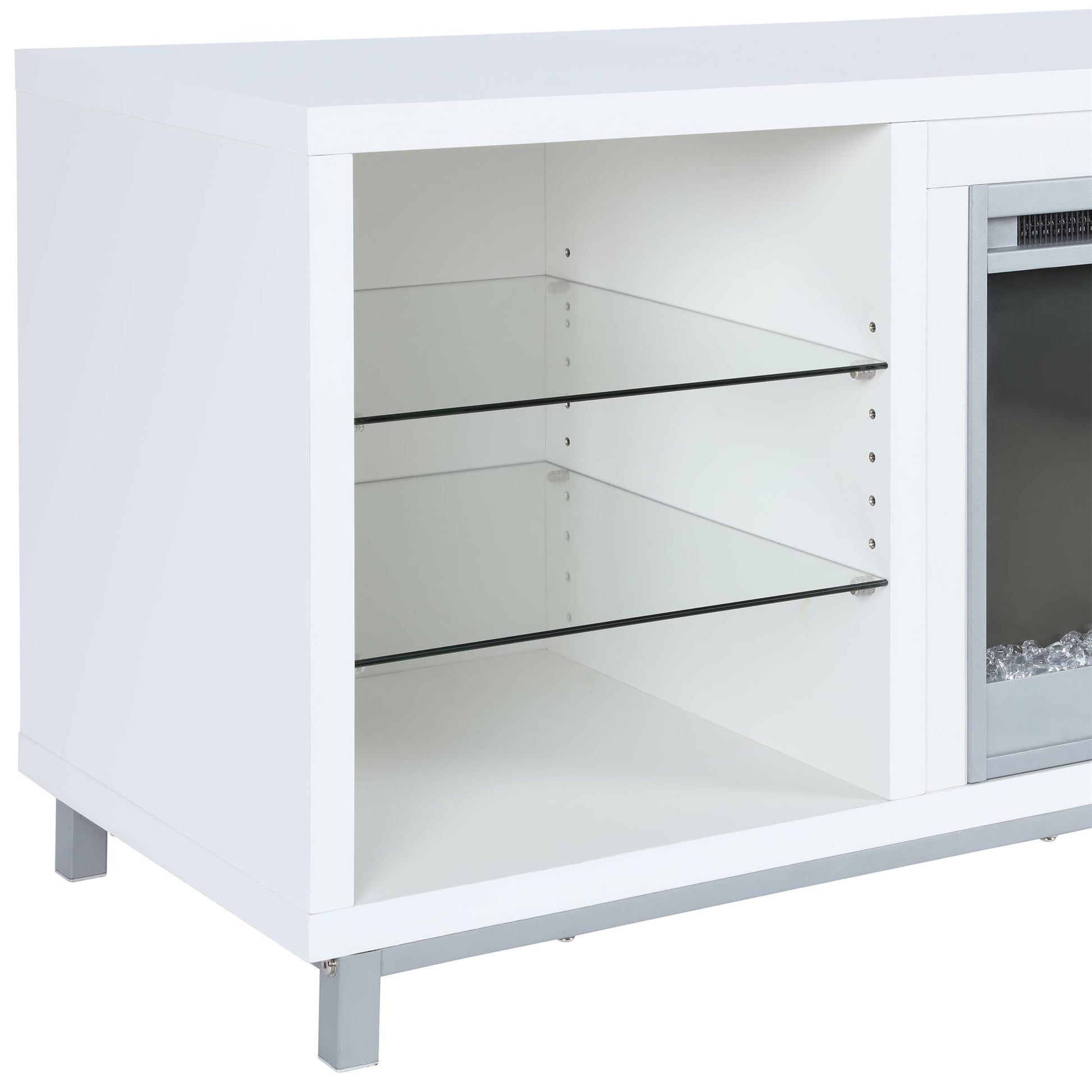 Lumina Fireplace TV Stand for TVs up to 70 Inch with 7 Color LED Lights - White - 66”-70”