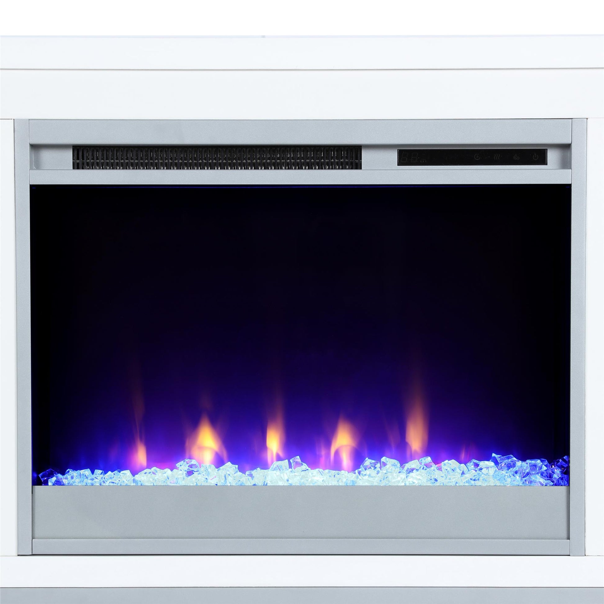Lumina Fireplace TV Stand for TVs up to 70 Inch with 7 Color LED Lights - White - 66”-70”