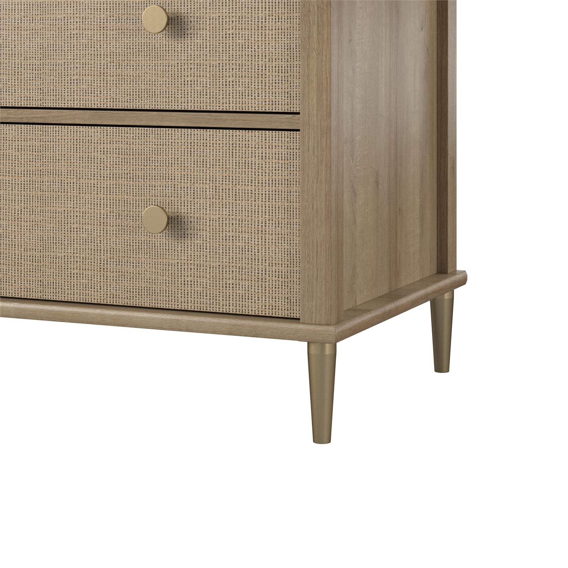 Shiloh Wide Faux Rattan Convertible 6 Drawer Dresser - Natural