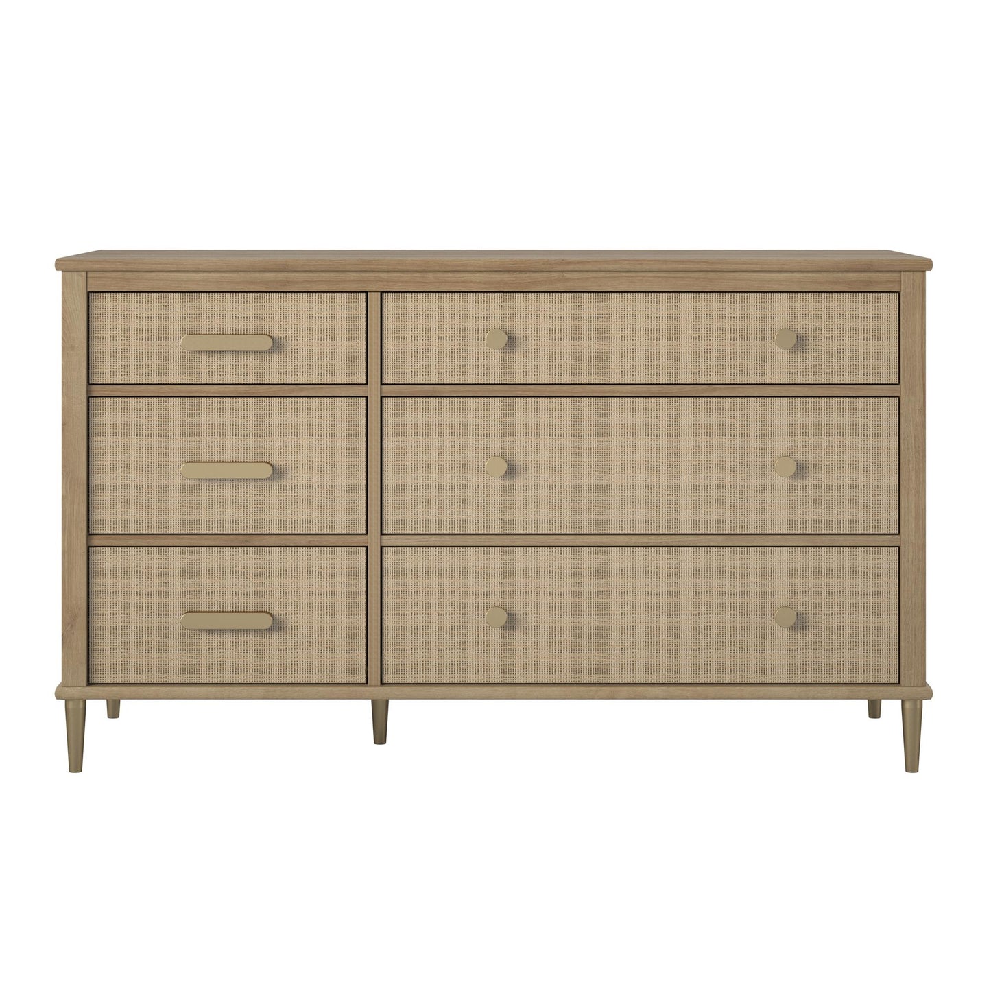 Shiloh Wide Faux Rattan Convertible 6 Drawer Dresser - Natural