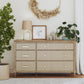 Shiloh Wide Faux Rattan Convertible 6 Drawer Dresser - Natural