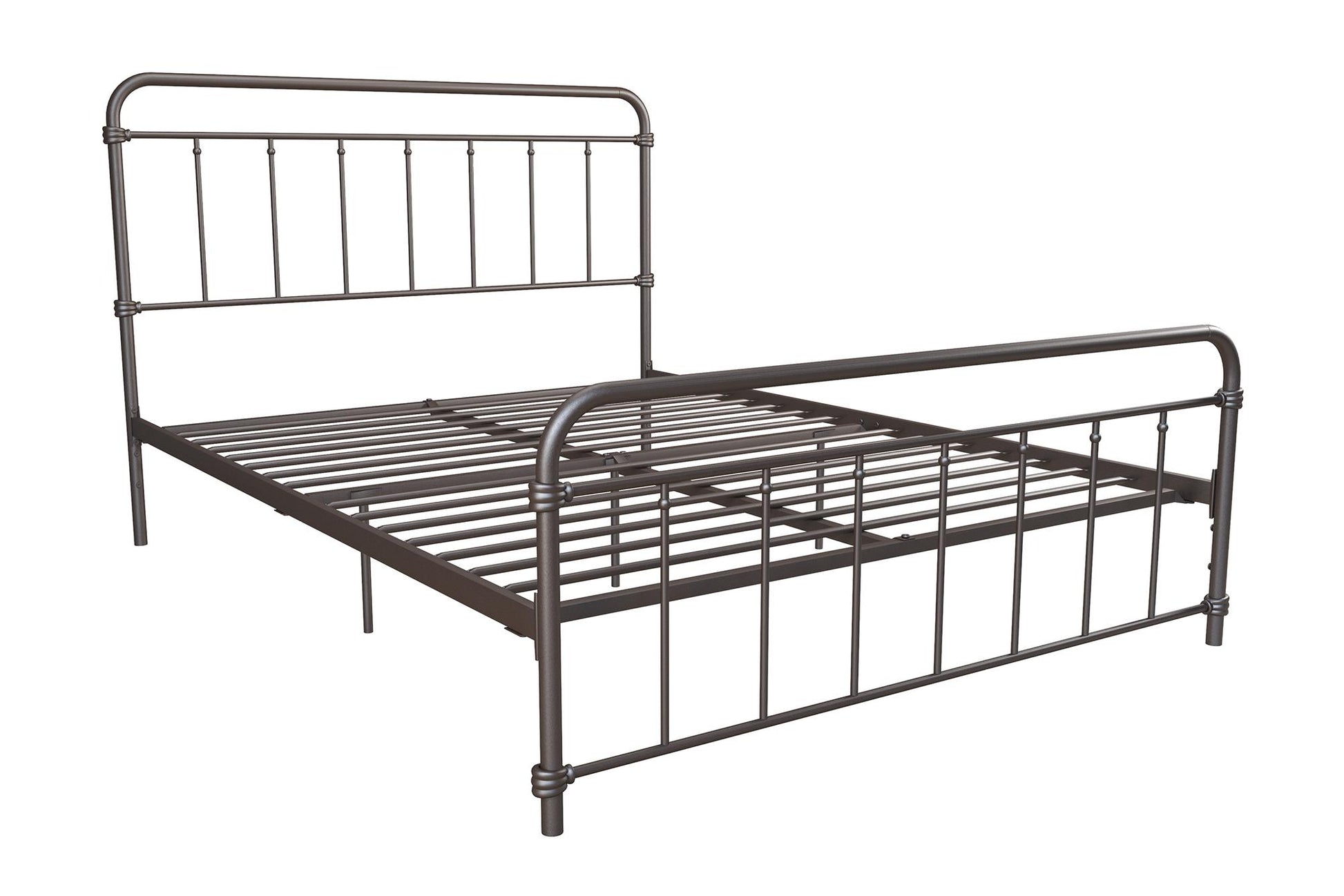 Wallace Spindle Metal Bed with Elegant Curves and Slats - Bronze - Queen