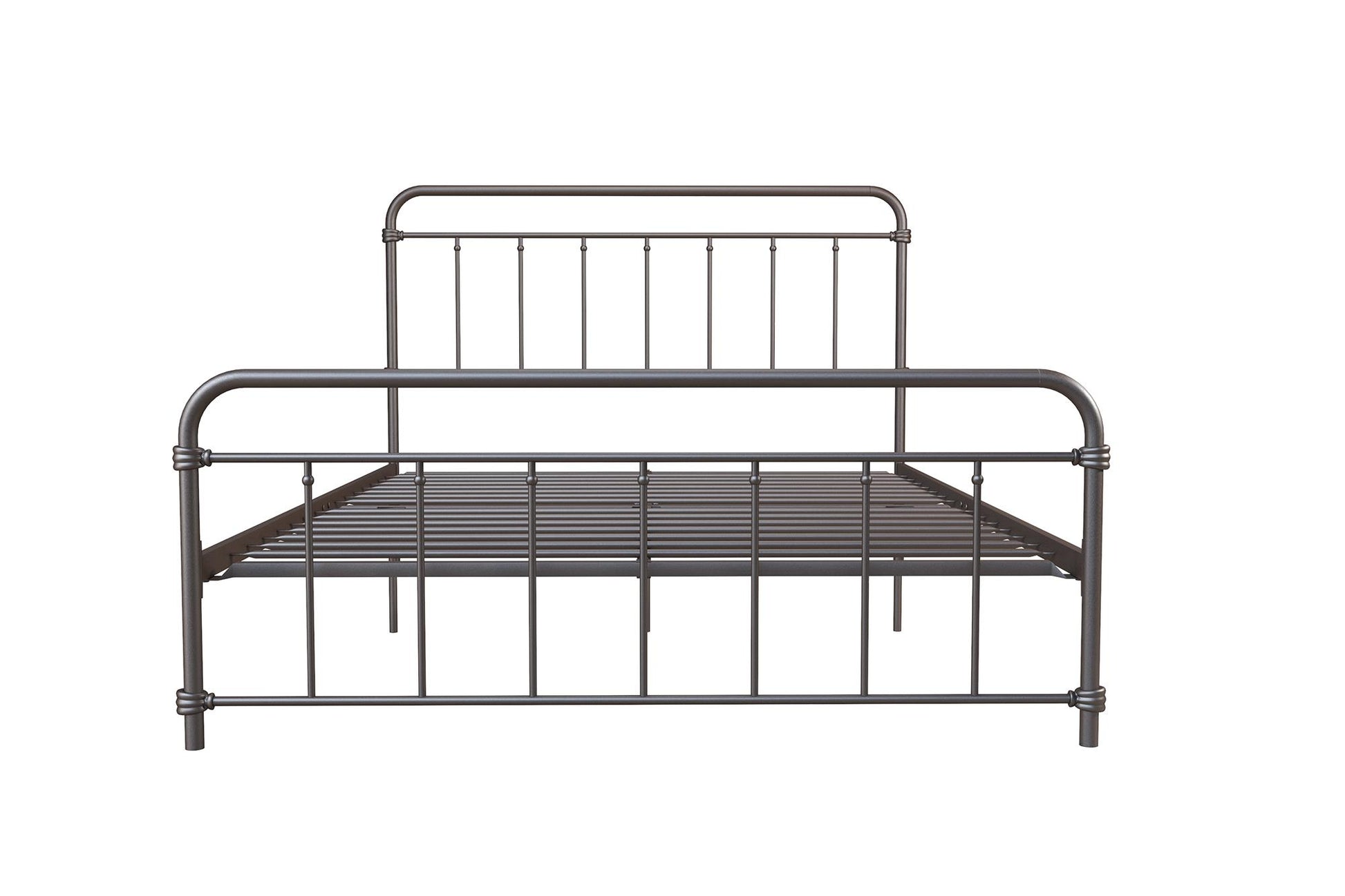 Wallace Spindle Metal Bed with Elegant Curves and Slats - Bronze - Queen