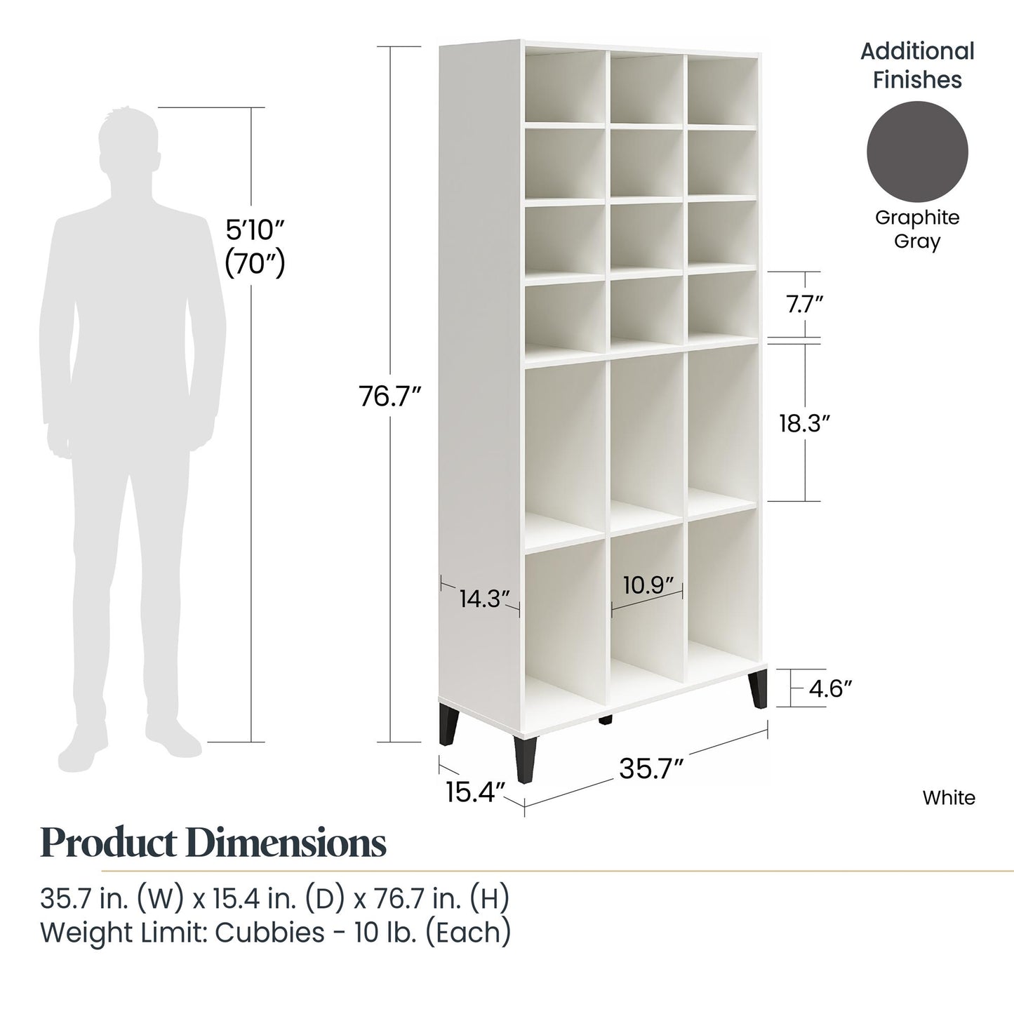 Flex Athletic Shoe Storage Cabinet for Boots & Tennis Shoes - Graphite