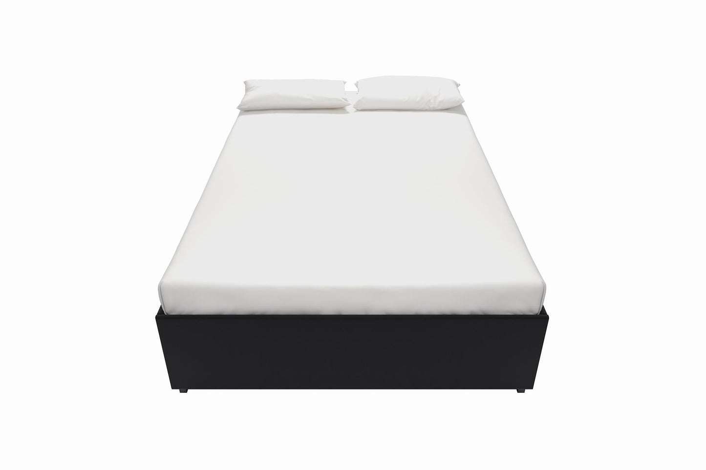 Maven Platform Bed with 2 Rollout Drawers for Storage - Black Faux Leather - Full