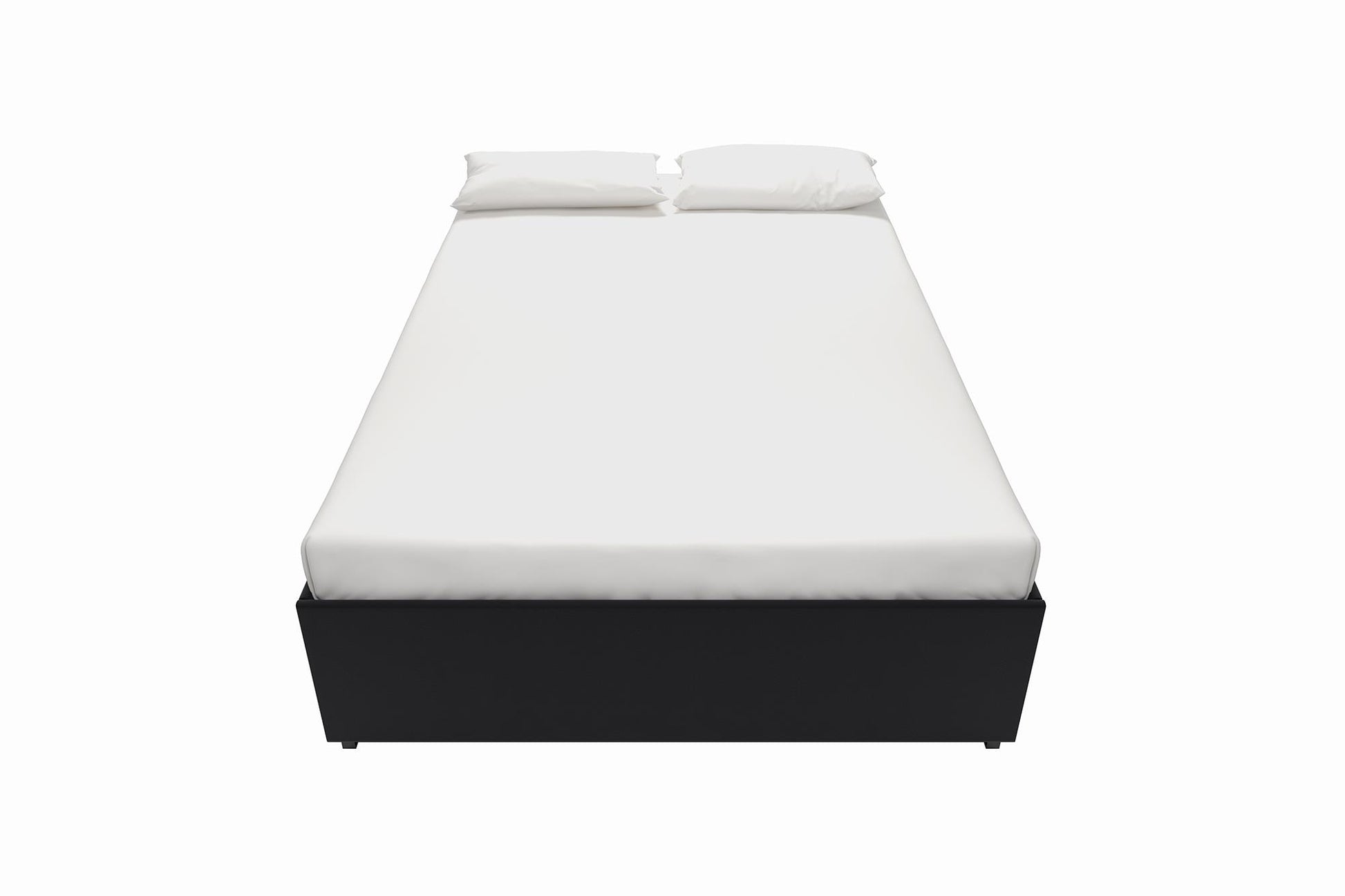 Maven Platform Bed with 2 Rollout Drawers for Storage - Black Faux Leather - Full