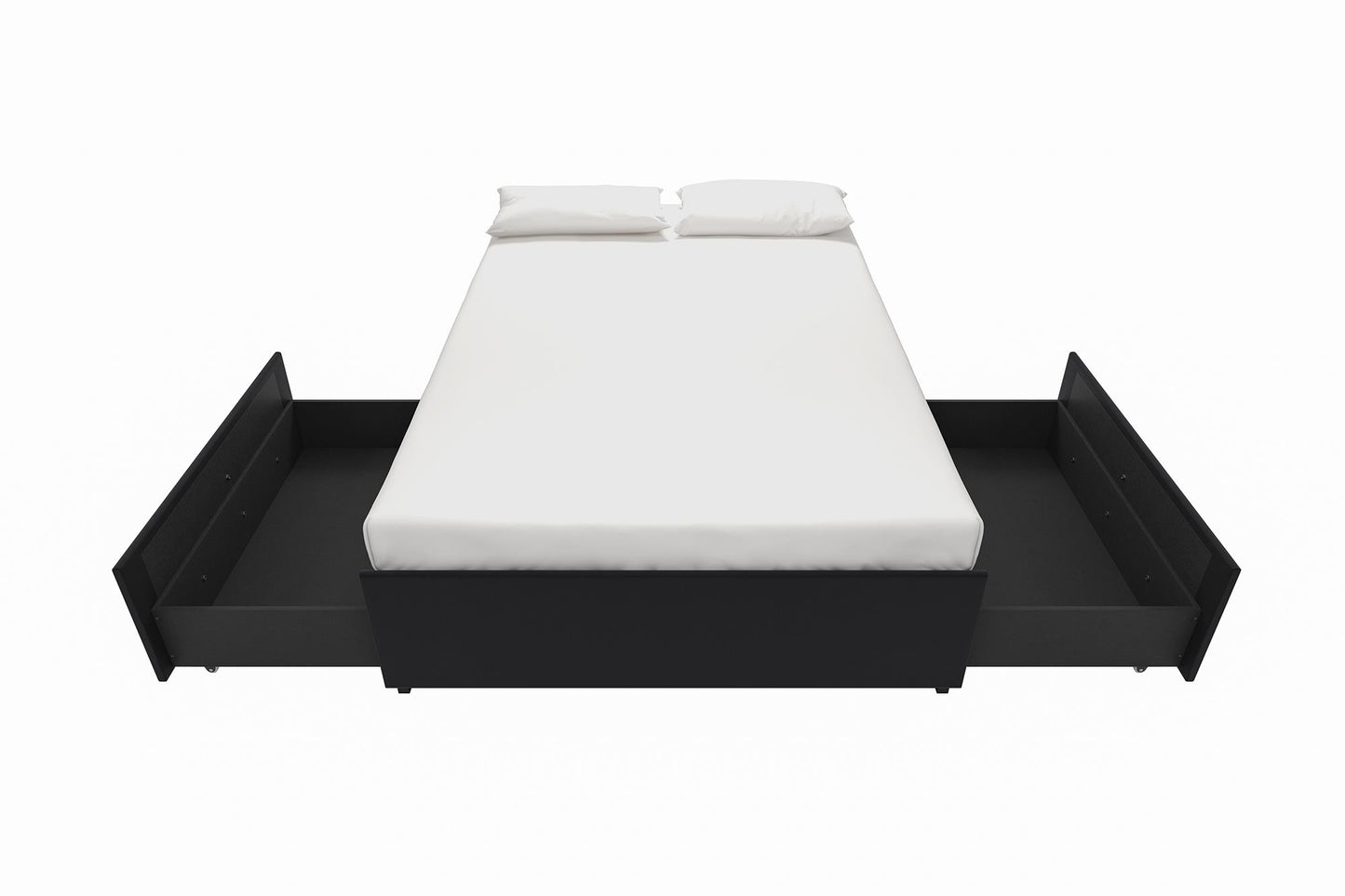 Maven Platform Bed with 2 Rollout Drawers for Storage - Black Faux Leather - Full