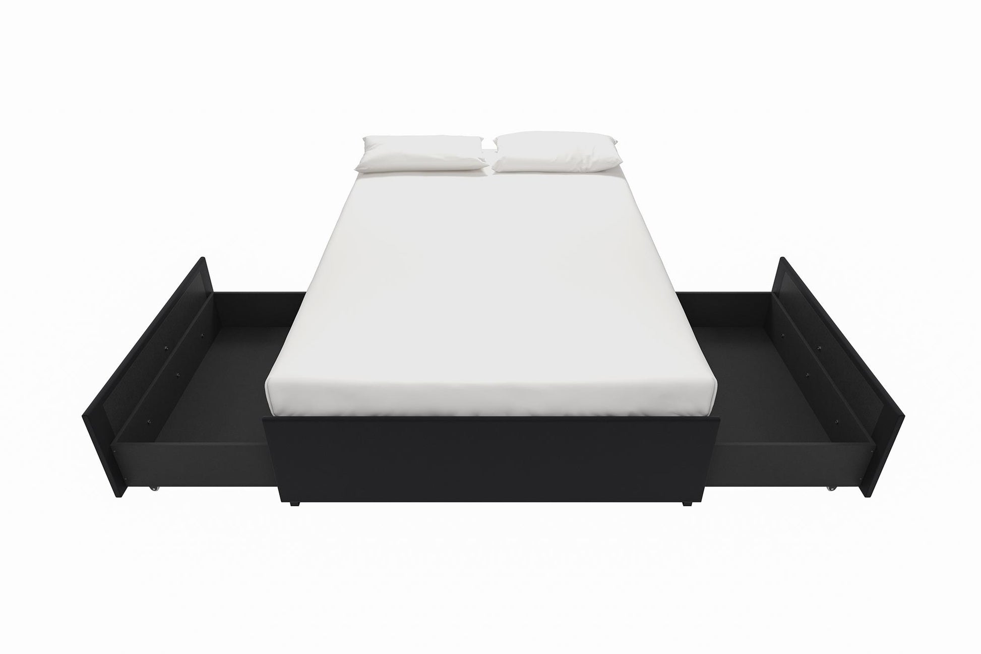 Maven Platform Bed with 2 Rollout Drawers for Storage - Black Faux Leather - Full