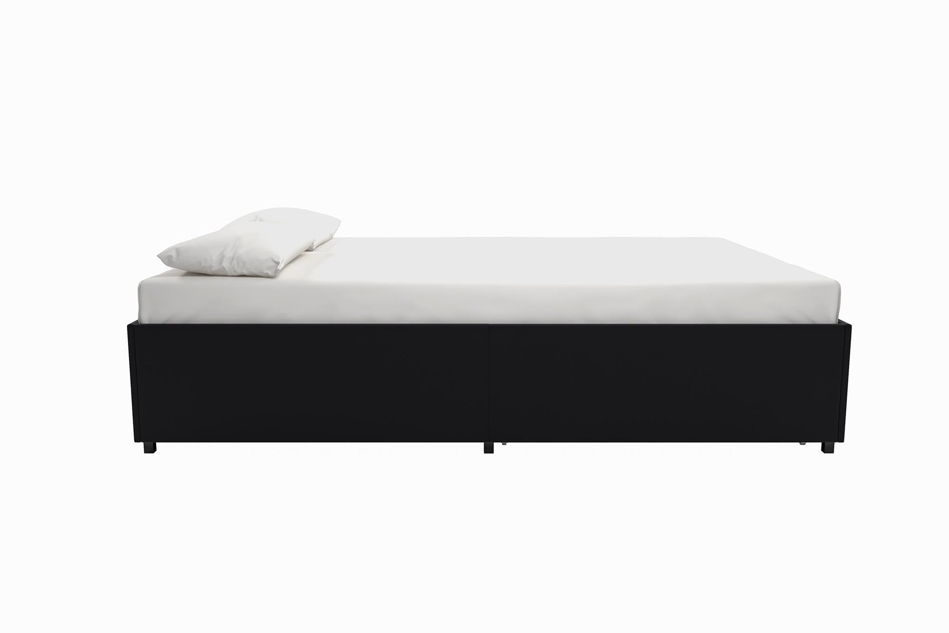 Maven Platform Bed with 2 Rollout Drawers for Storage - Black Faux Leather - Full
