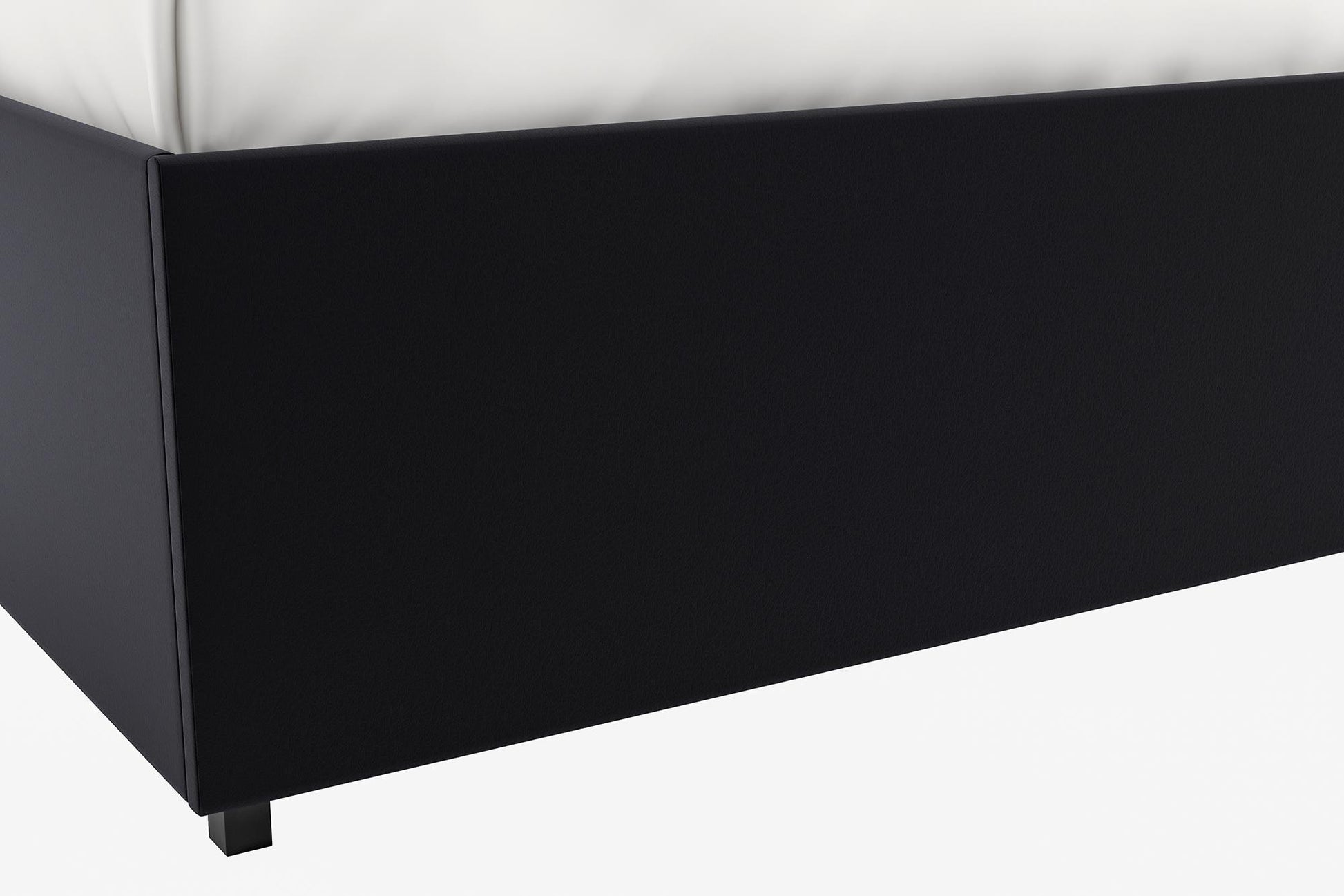 Maven Platform Bed with 2 Rollout Drawers for Storage - Black Faux Leather - Full