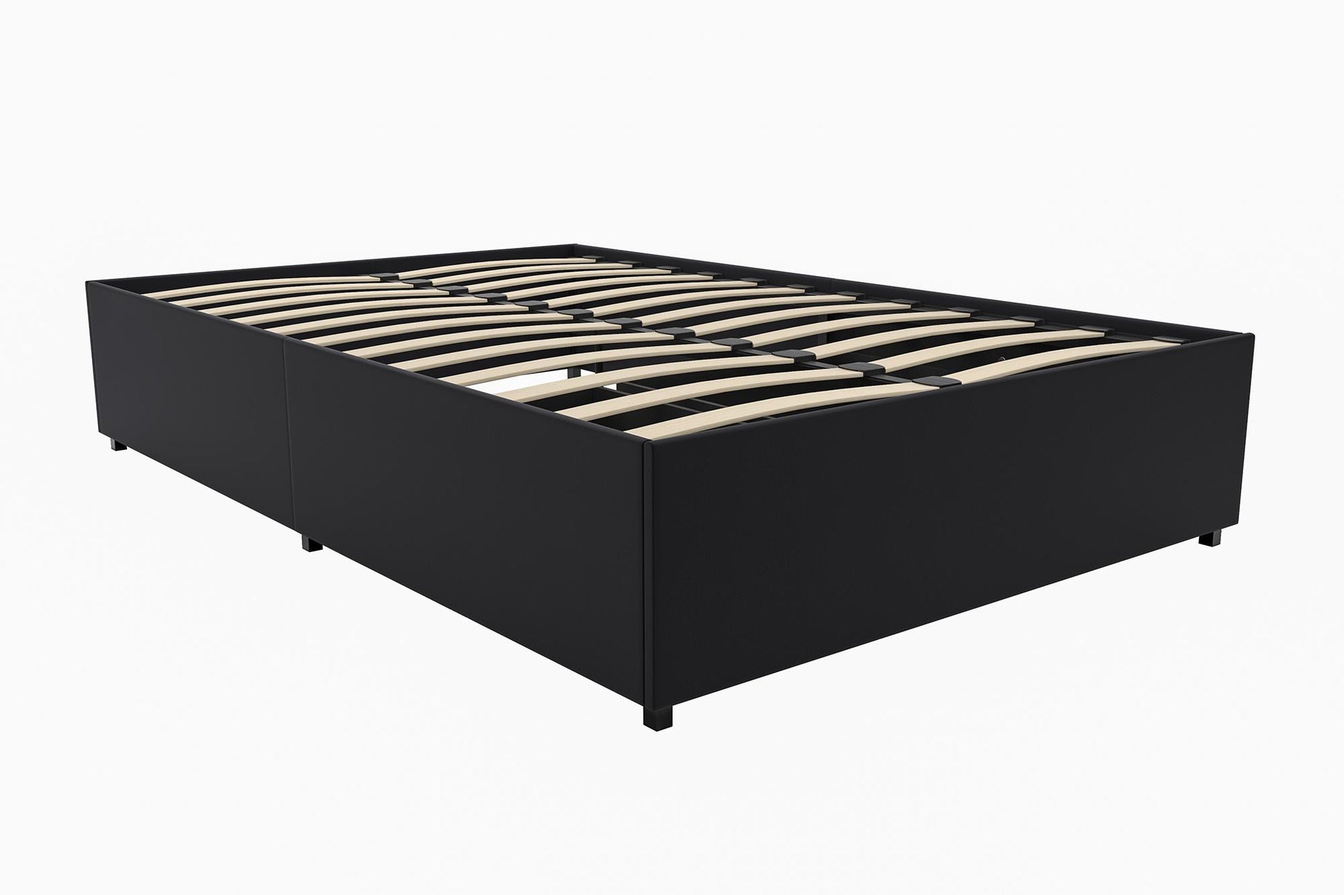 Maven Platform Bed with 2 Rollout Drawers for Storage - Black Faux Leather - Full