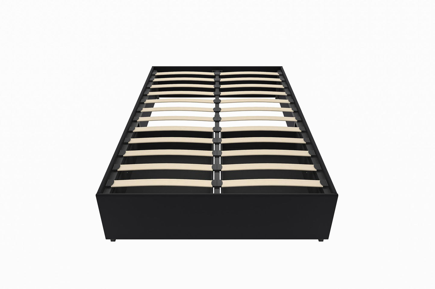 Maven Platform Bed with 2 Rollout Drawers for Storage - Black Faux Leather - Full