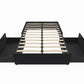 Maven Platform Bed with 2 Rollout Drawers for Storage - Black Faux Leather - Full