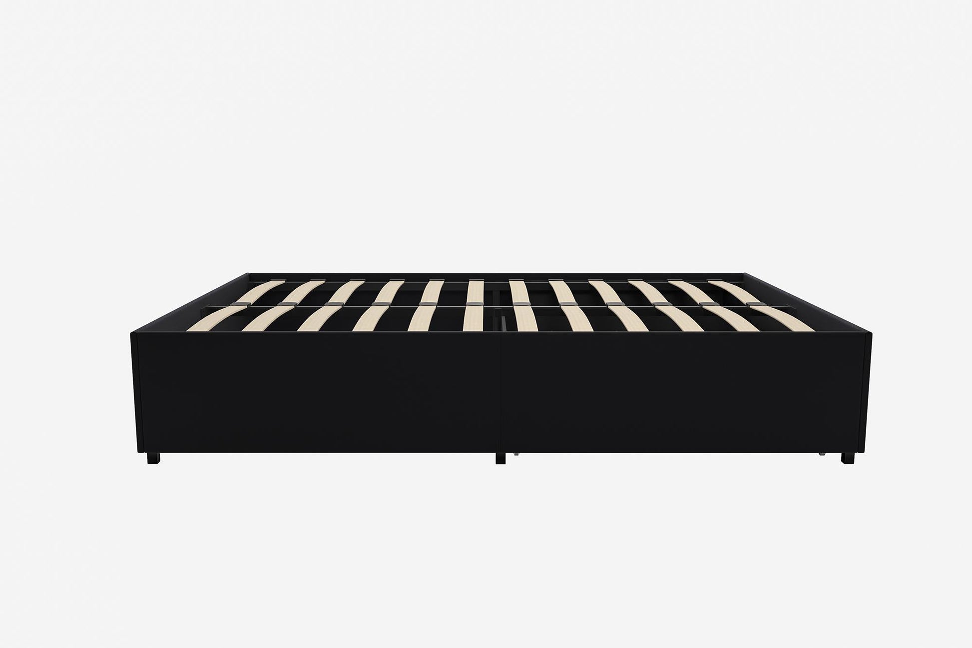 Maven Platform Bed with 2 Rollout Drawers for Storage - Black Faux Leather - Full