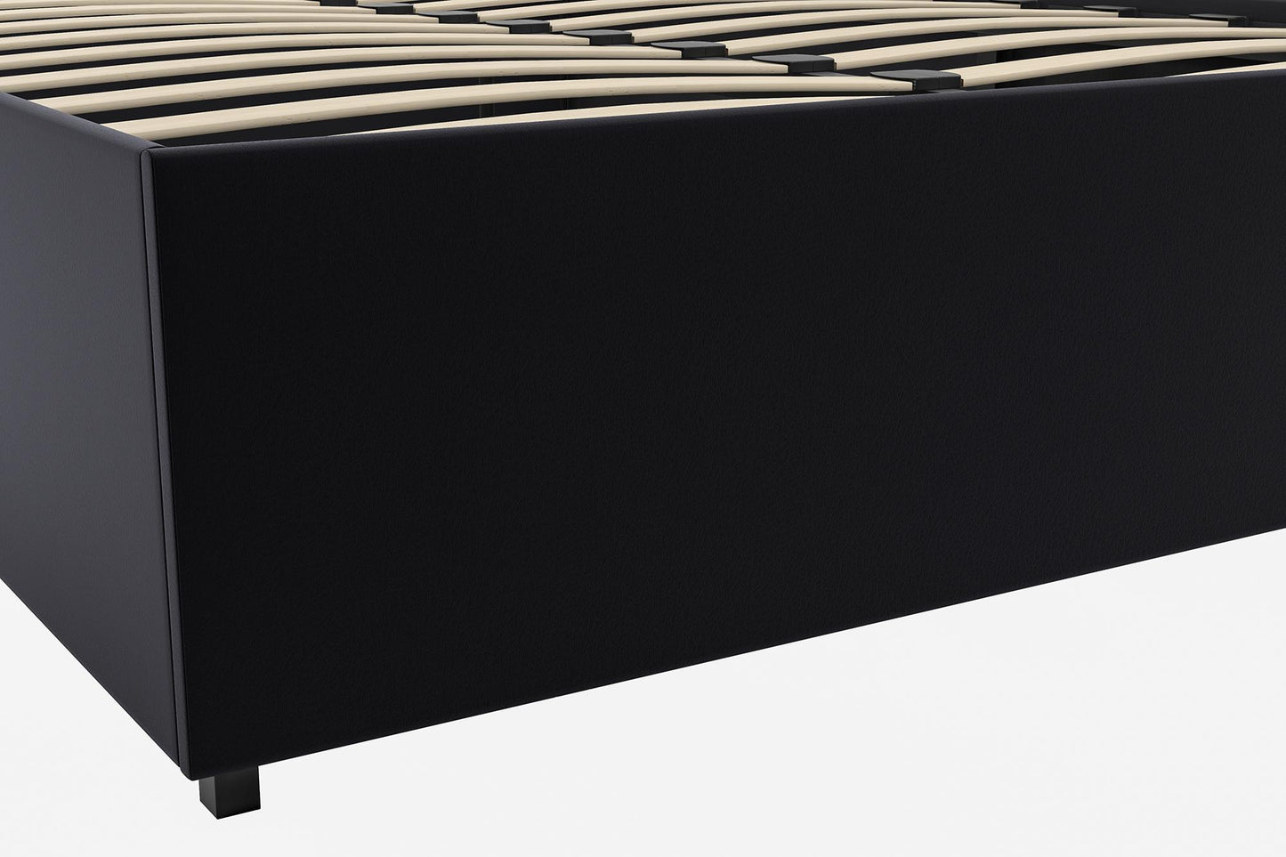 Maven Platform Bed with 2 Rollout Drawers for Storage - Black Faux Leather - Full