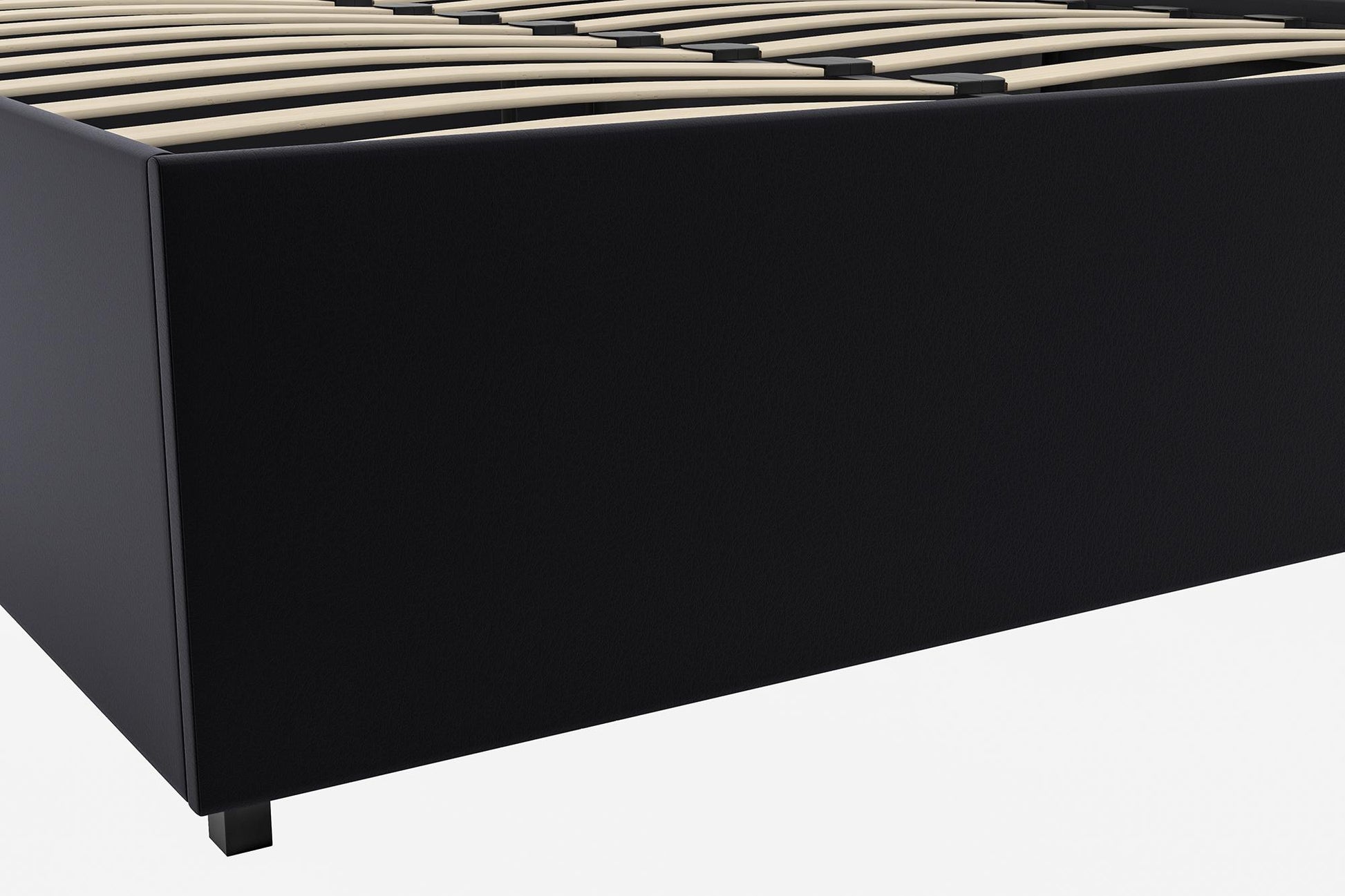 Maven Platform Bed with 2 Rollout Drawers for Storage - Black Faux Leather - Full