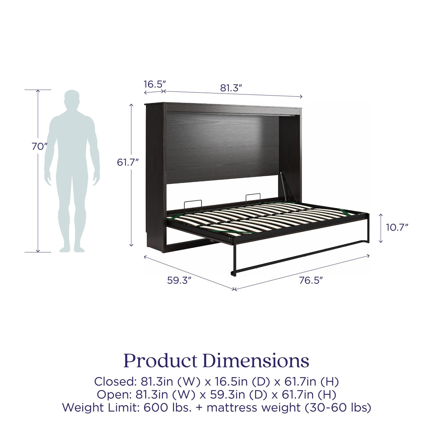 Full Size Daybed Wall Bed, Espresso - Espresso