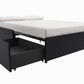 Maven Platform Bed with 2 Rollout Drawers for Storage - Black Faux Leather - Queen
