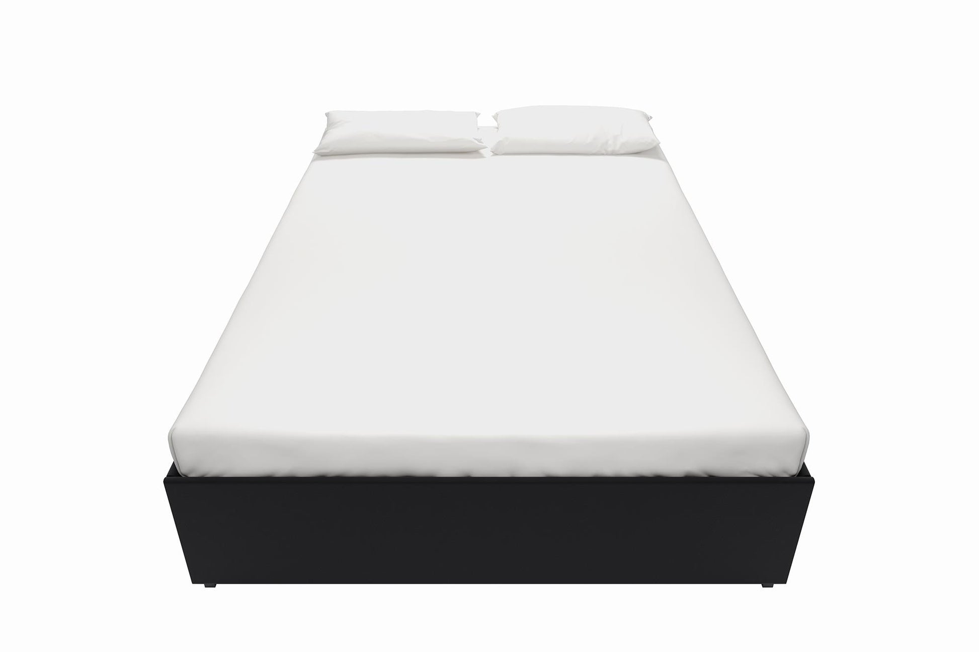 Maven Platform Bed with 2 Rollout Drawers for Storage - Black Faux Leather - Queen