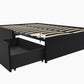 Maven Platform Bed with 2 Rollout Drawers for Storage - Black Faux Leather - Queen