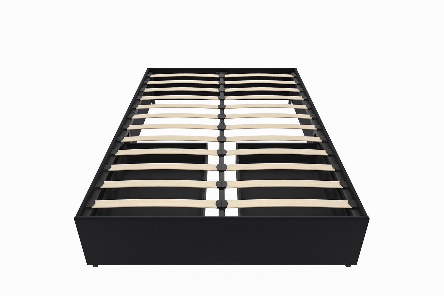 Maven Platform Bed with 2 Rollout Drawers for Storage - Black Faux Leather - Queen