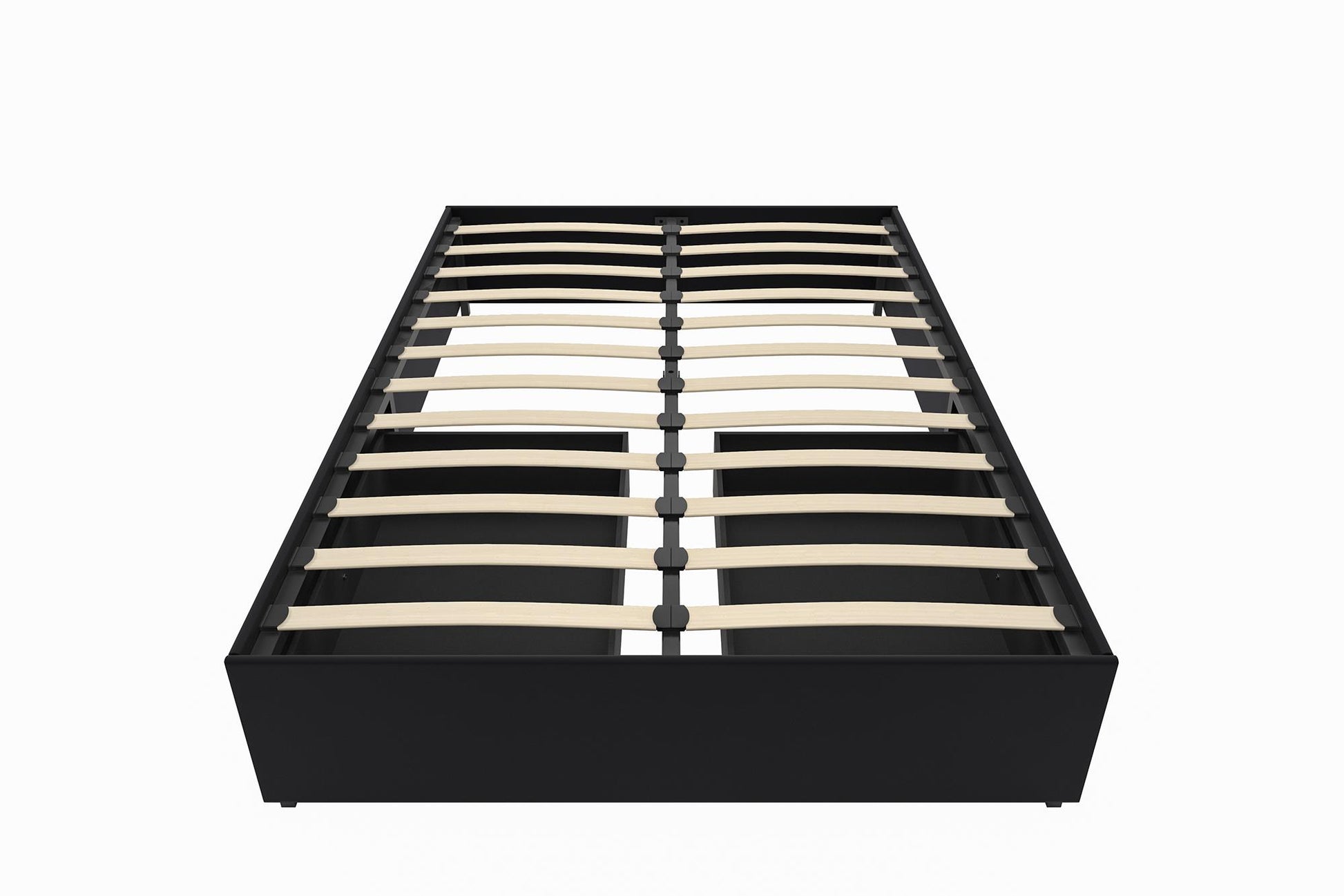 Maven Platform Bed with 2 Rollout Drawers for Storage - Black Faux Leather - Queen