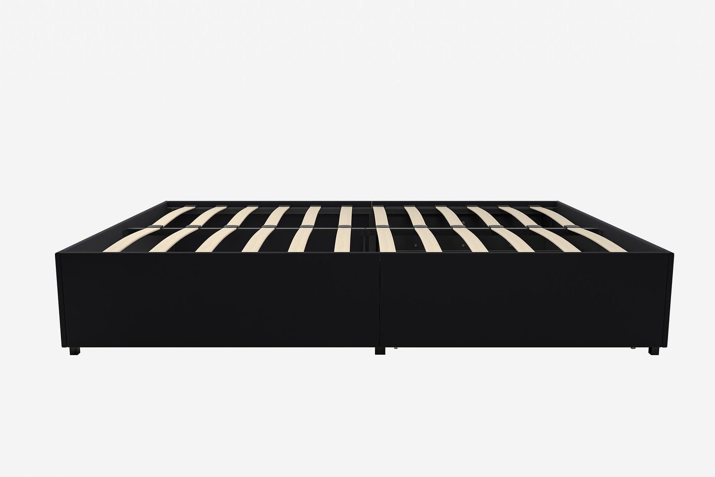 Maven Platform Bed with 2 Rollout Drawers for Storage - Black Faux Leather - Queen