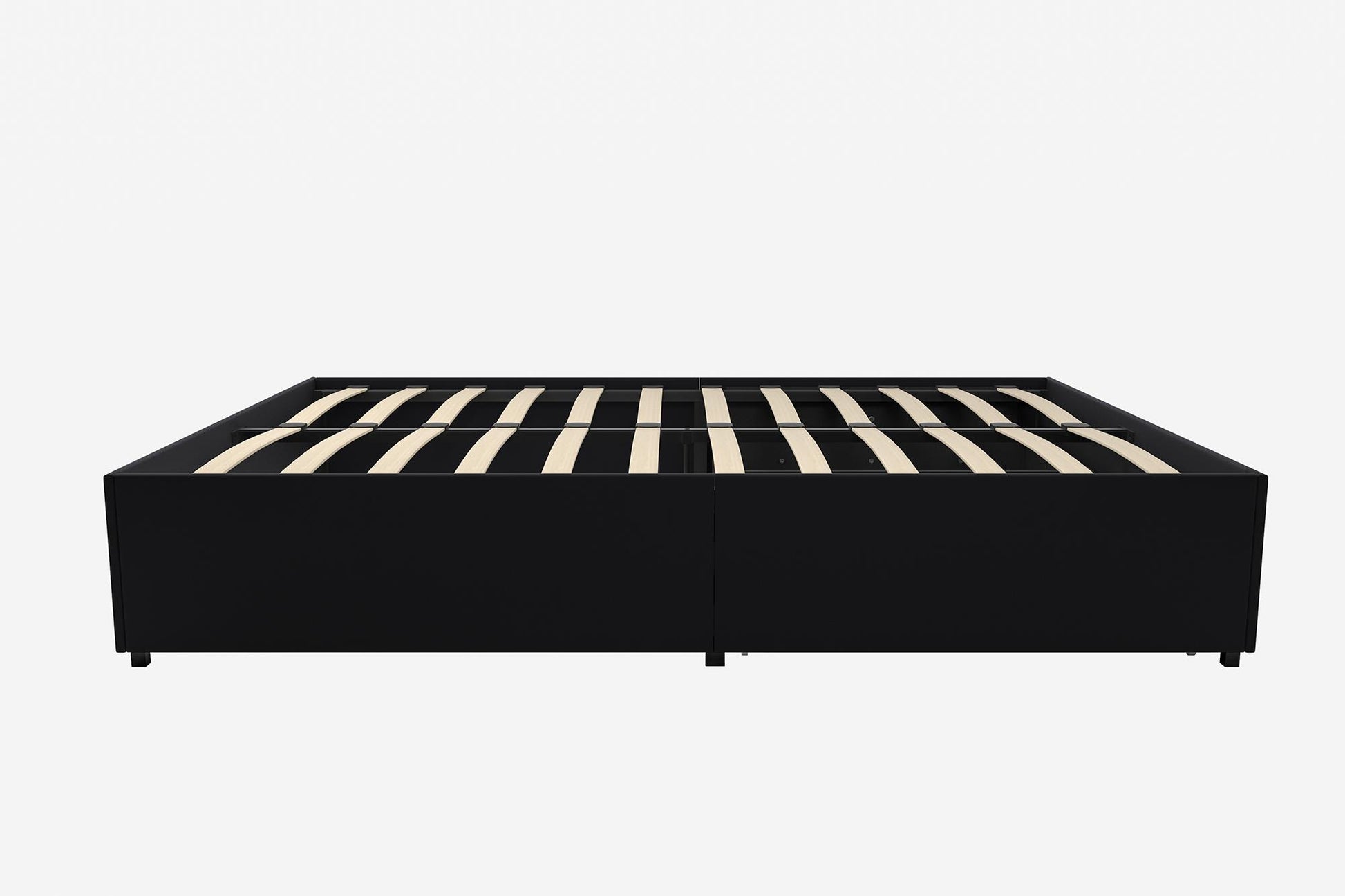 Maven Platform Bed with 2 Rollout Drawers for Storage - Black Faux Leather - Queen