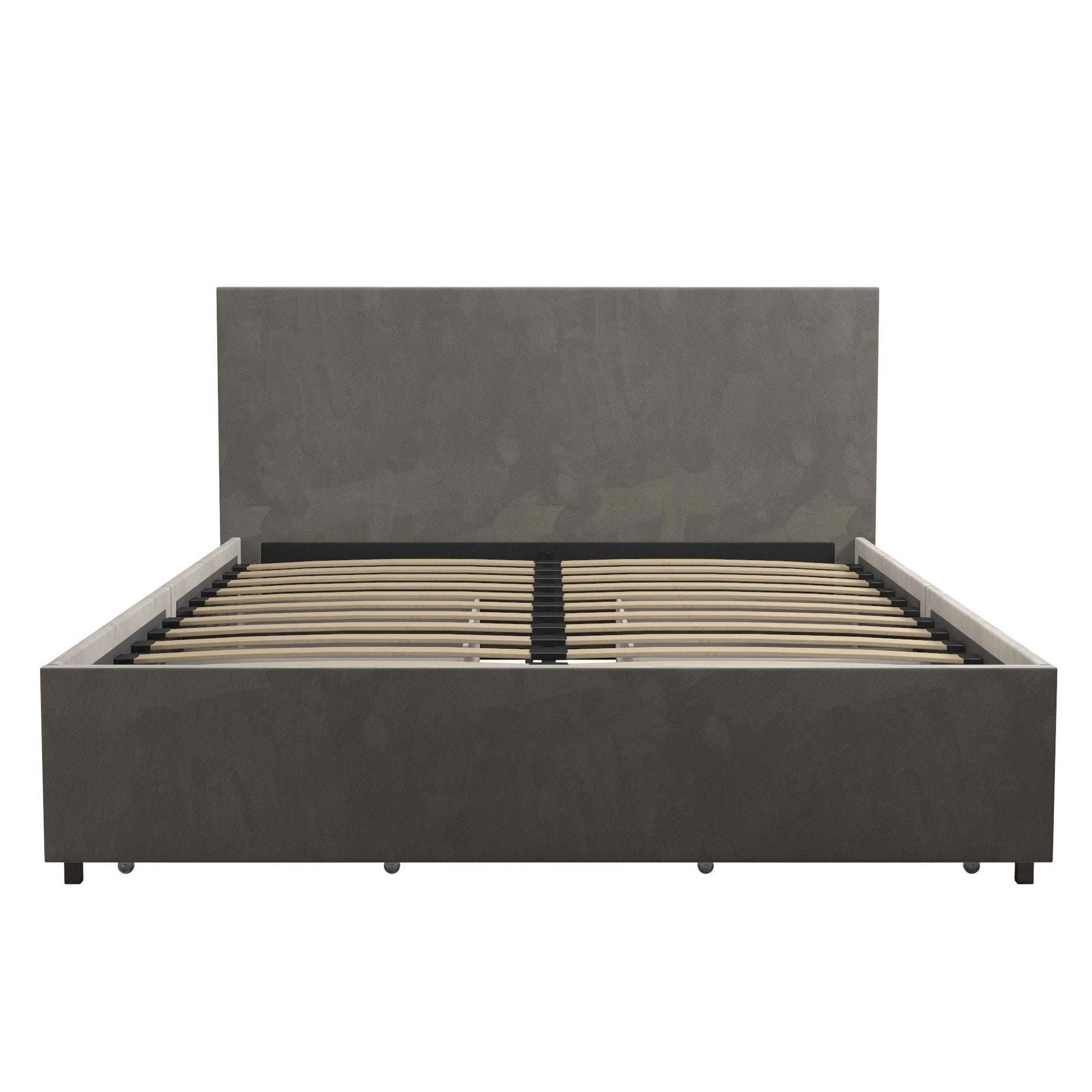 Kelly Upholstered Bed with Storage Drawers - Light Gray - Full