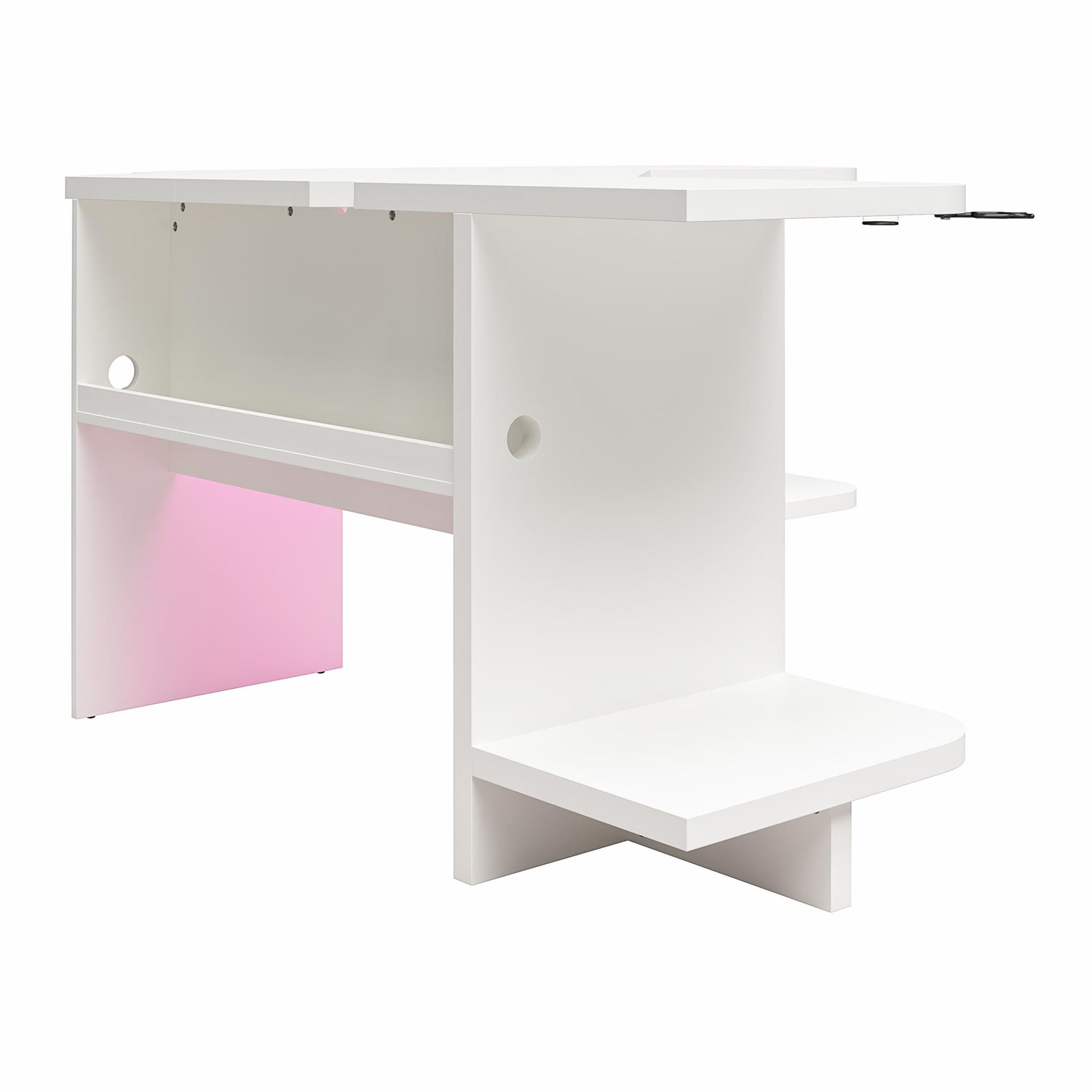 Mod Corner Gaming Desk with LED Light Kit, White - White