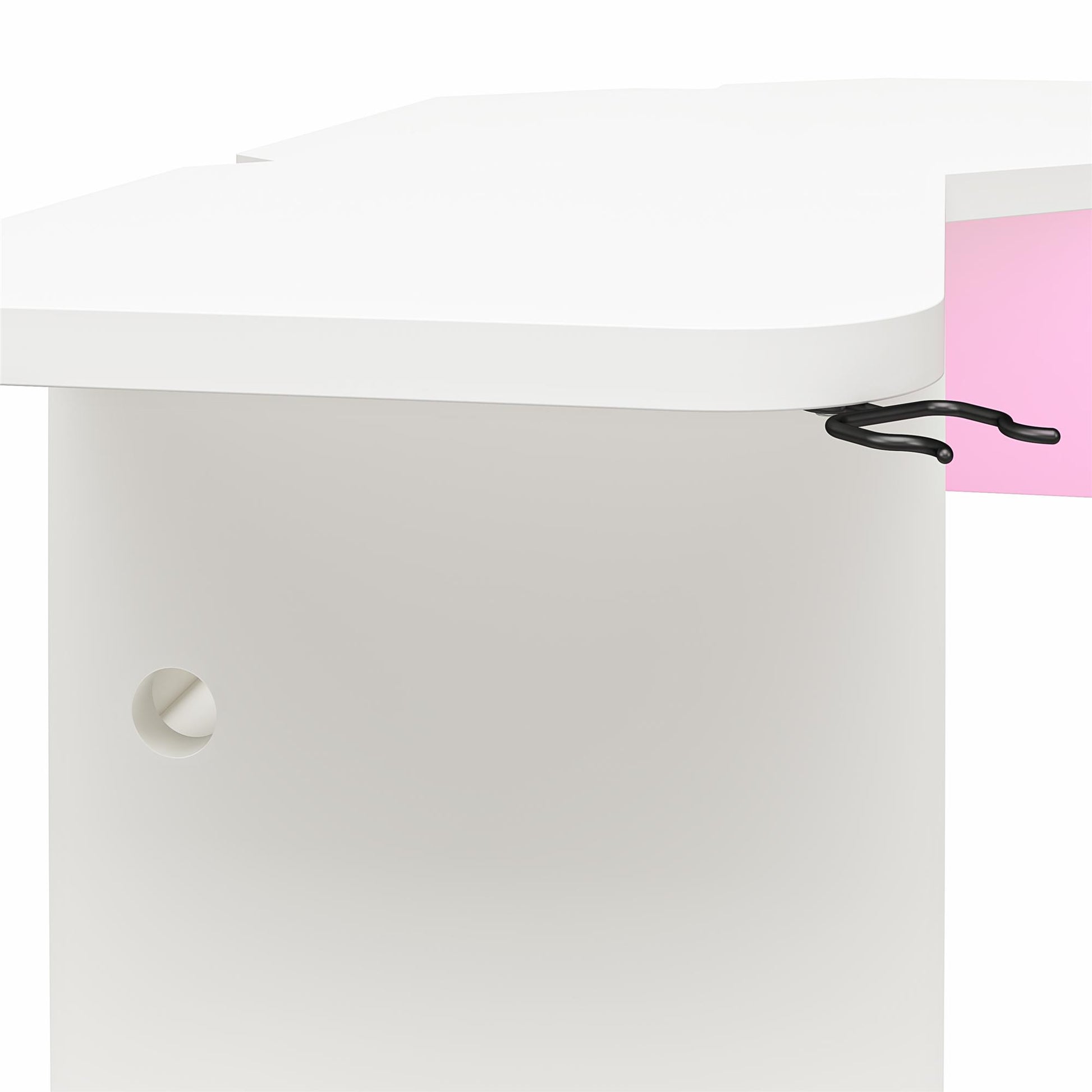 Mod Corner Gaming Desk with LED Light Kit, White - White