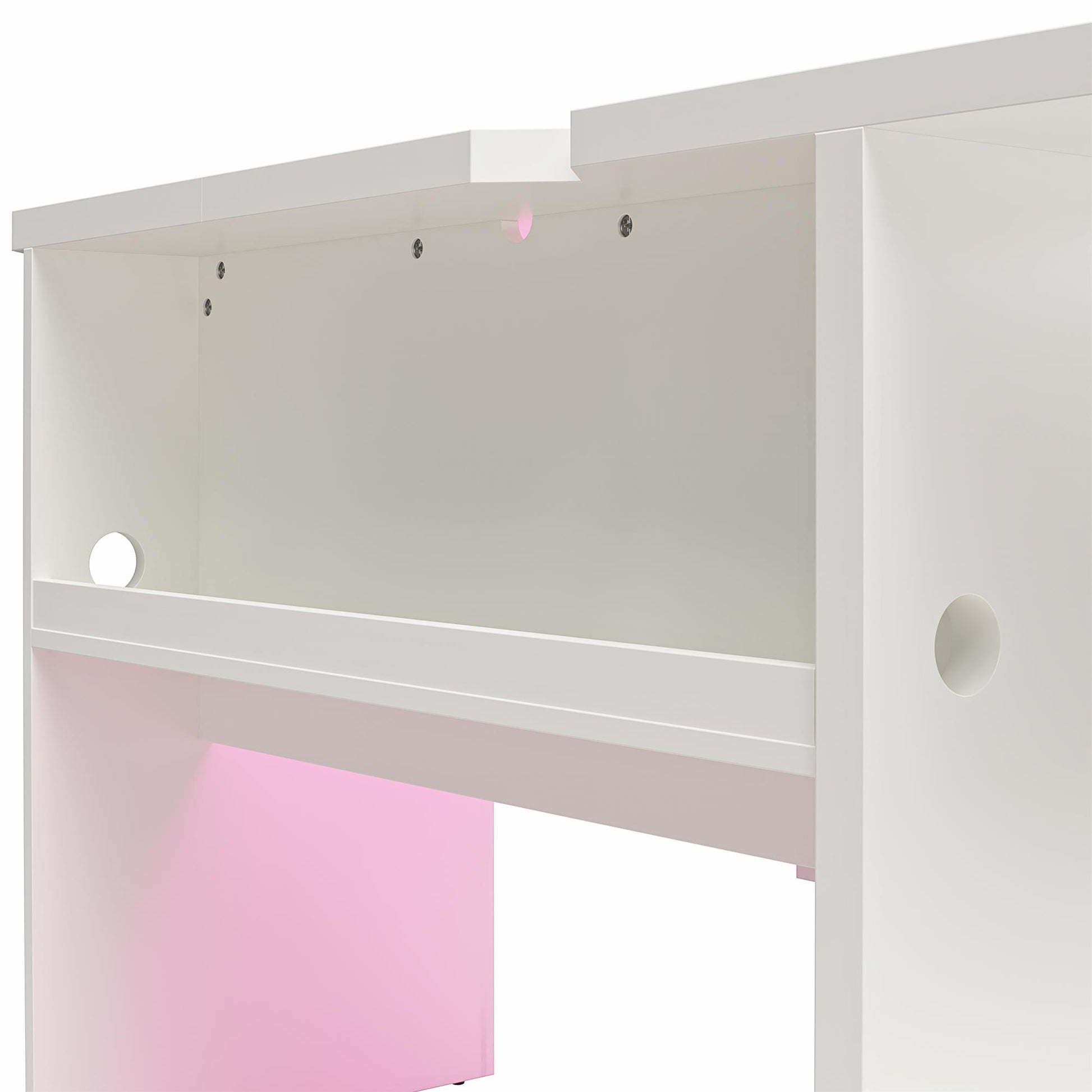 Mod Corner Gaming Desk with LED Light Kit, White - White