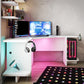 Mod Corner Gaming Desk with LED Light Kit, White - White