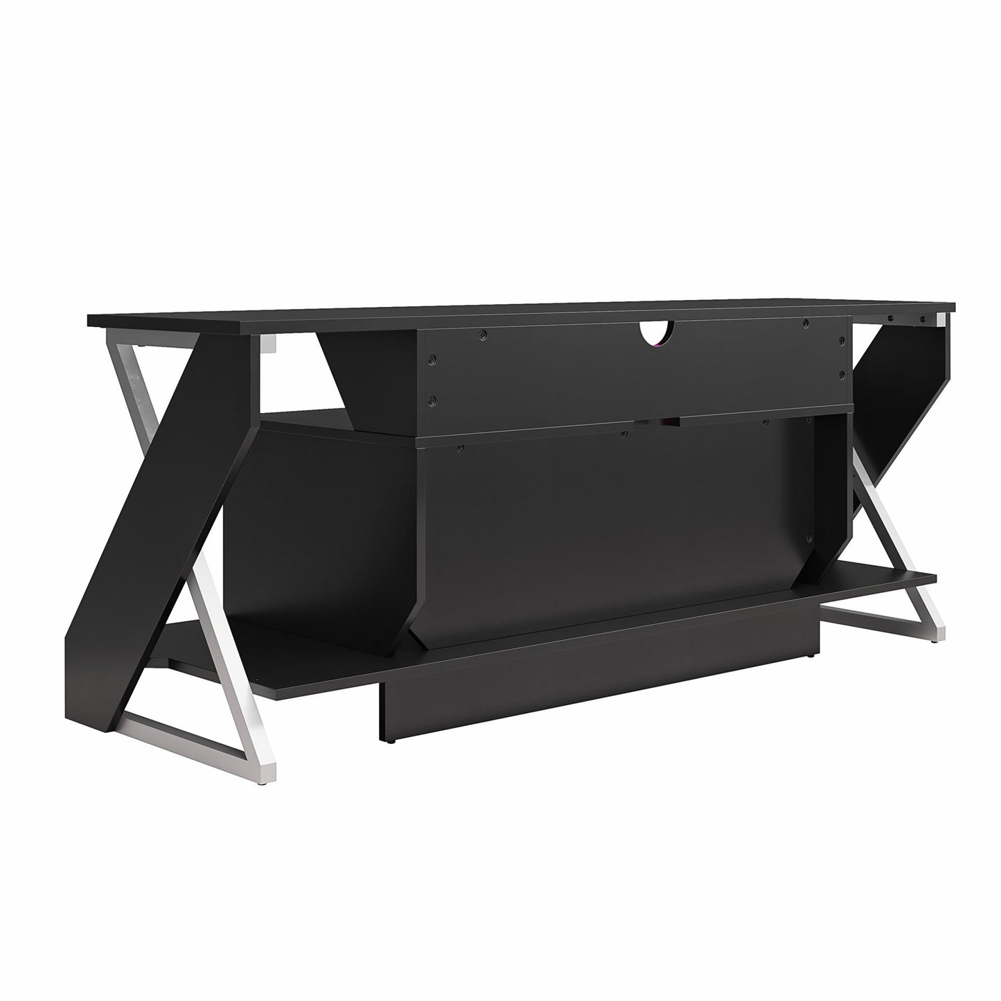Xtreme Gaming Console & TV Stand with LED Light Kit for TVs up to 65" , Black - Black