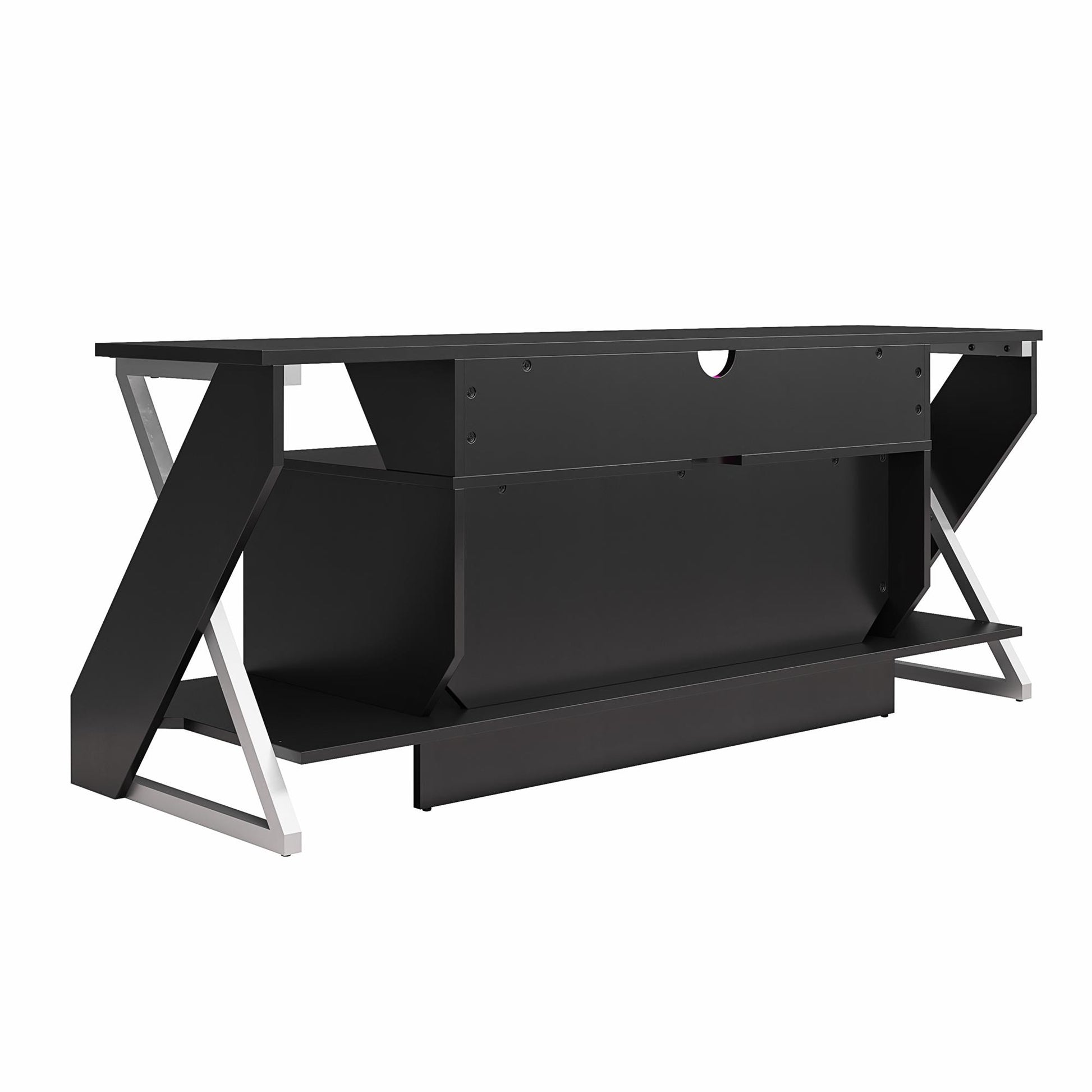 Xtreme Gaming Console & TV Stand with LED Light Kit for TVs up to 65" , Black - Black
