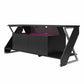 Xtreme Gaming Console & TV Stand with LED Light Kit for TVs up to 65" , Black - Black